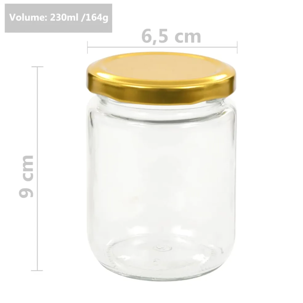 vidaXL Jampotten met goudkleurige deksels 48 st 230 ml glas