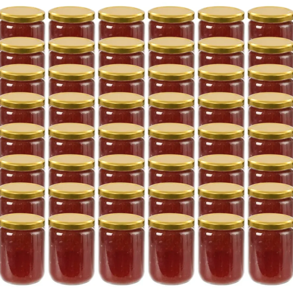 vidaXL Jampotten met goudkleurige deksels 48 st 230 ml glas