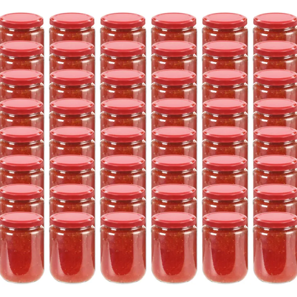 vidaXL Jampotten met rode deksels 48 st 230 ml glas