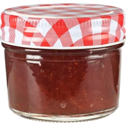 vidaXL Jampotten met wit met rode deksels 24 st 110 ml glas