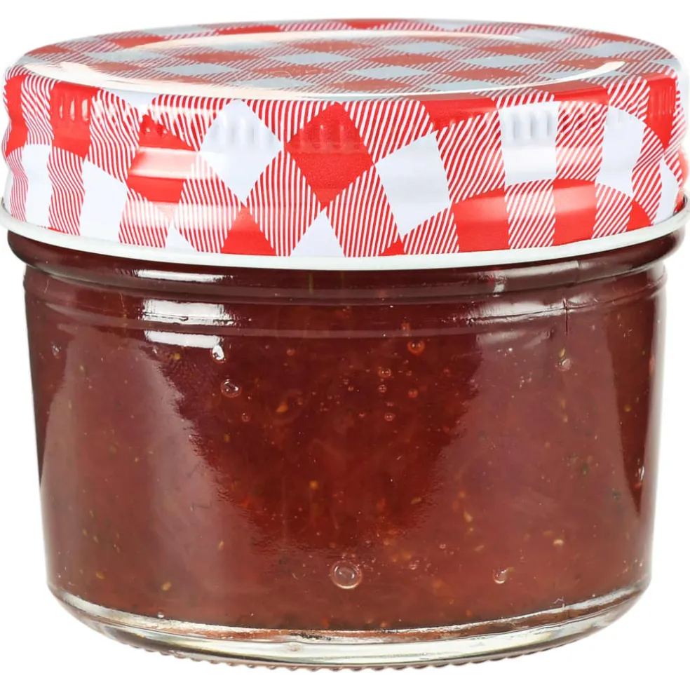vidaXL Jampotten met wit met rode deksels 24 st 110 ml glas