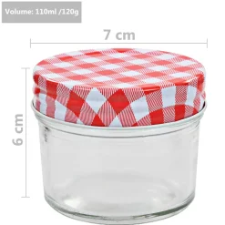 vidaXL Jampotten met wit met rode deksels 24 st 110 ml glas