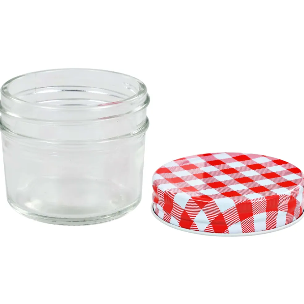 vidaXL Jampotten met wit met rode deksels 24 st 110 ml glas