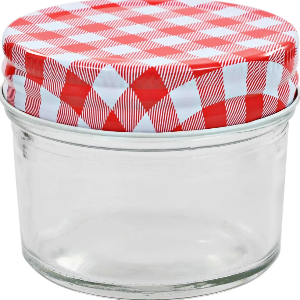 vidaXL Jampotten met wit met rode deksels 24 st 110 ml glas