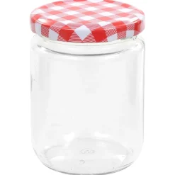 vidaXL Jampotten met wit met rode deksels 48 st 230 ml glas