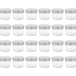 vidaXL Jampotten met zilverkleurige deksels 24 st 110 ml glas