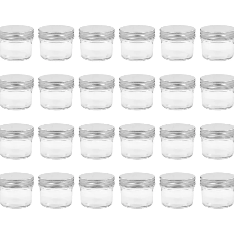 vidaXL Jampotten met zilverkleurige deksels 24 st 110 ml glas