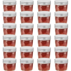 vidaXL Jampotten met zilverkleurige deksels 24 st 110 ml glas