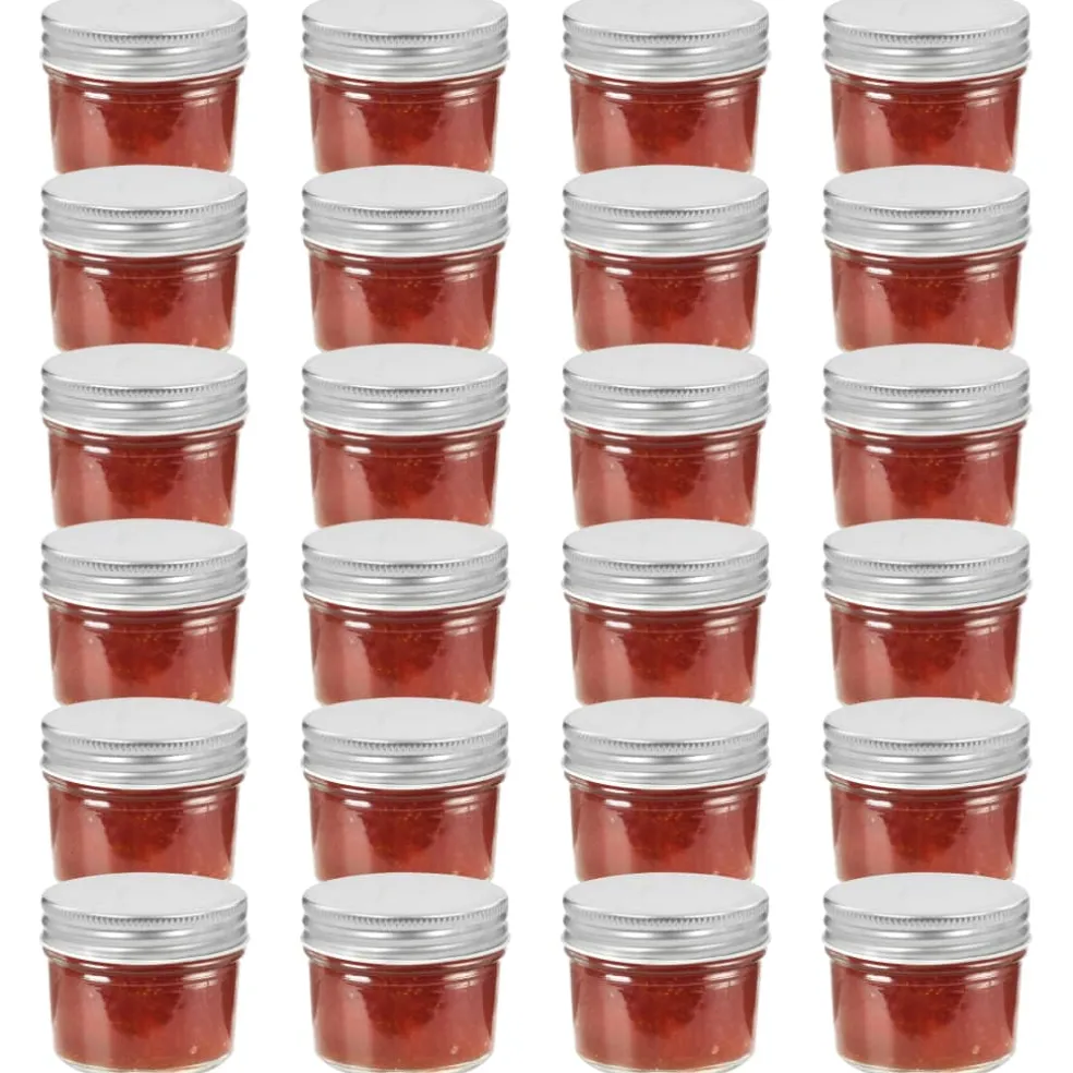 vidaXL Jampotten met zilverkleurige deksels 24 st 110 ml glas