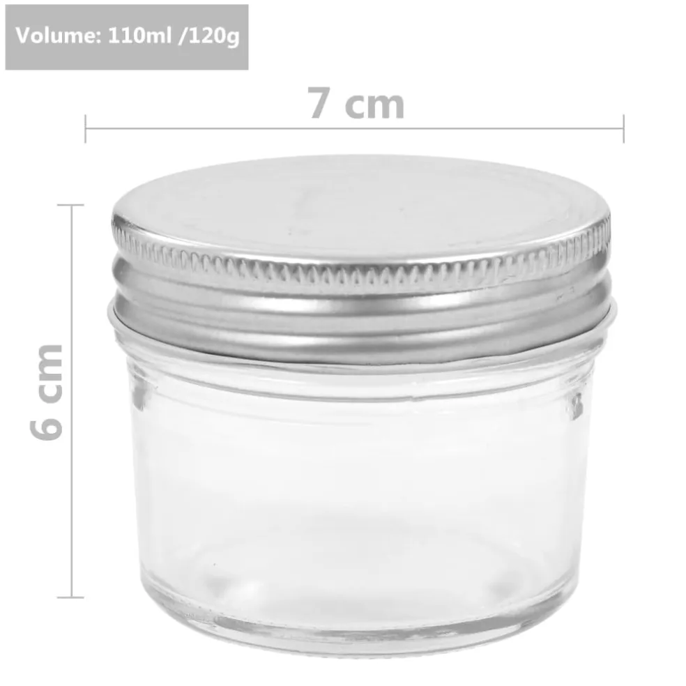 vidaXL Jampotten met zilverkleurige deksels 24 st 110 ml glas