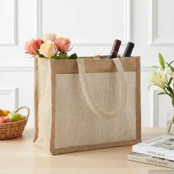 vidaXL Jute handtassen met zak 5 Natuurlijk en Wit 26 x 22 x 14 cm