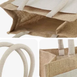 vidaXL Jute handtassen met zak 5 Natuurlijk en Wit 26 x 22 x 14 cm