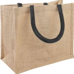 vidaXL Jute handtassen 5 Naturel en Zwart 26 x 22 x 14 cm