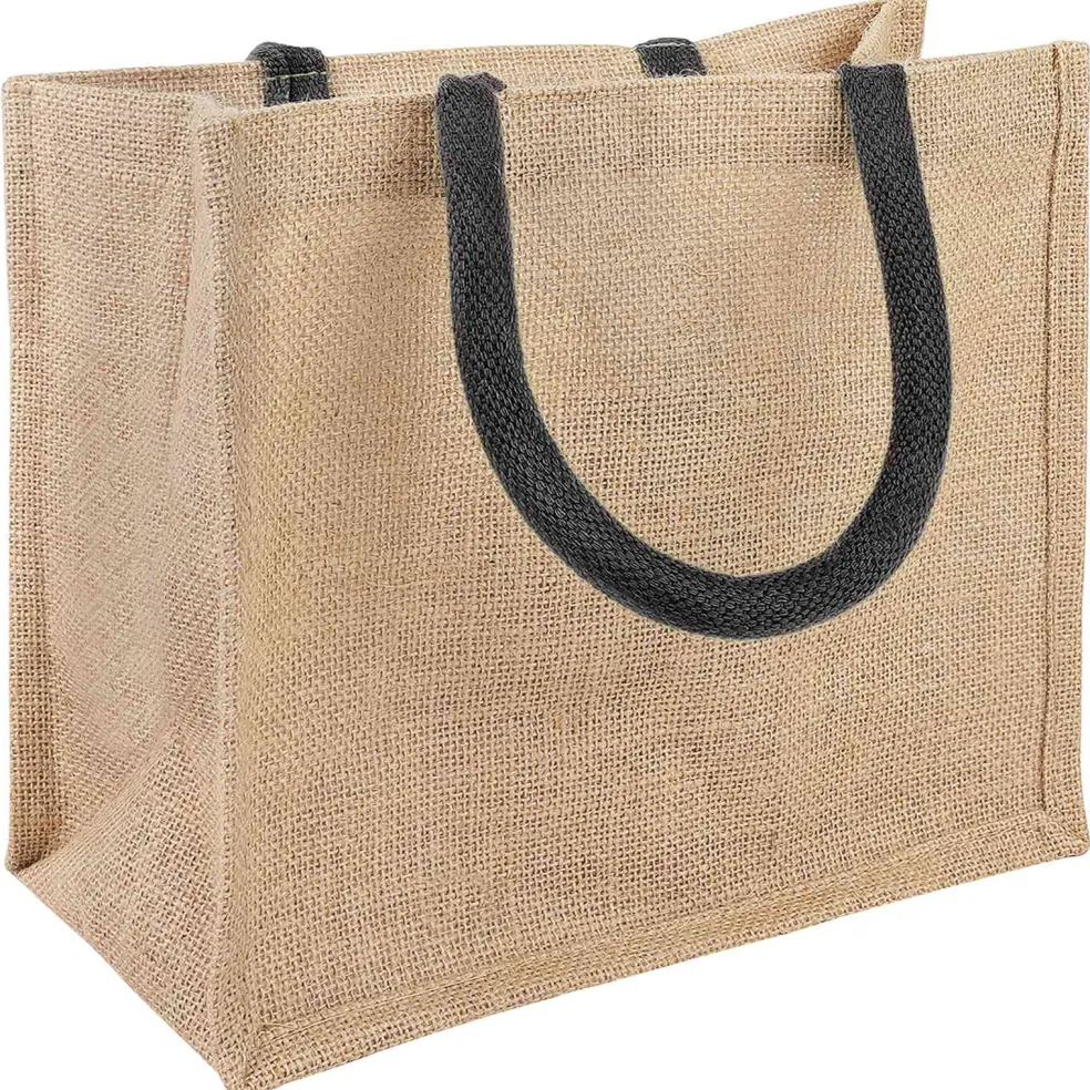 vidaXL Jute handtassen 5 Naturel en Zwart 26 x 22 x 14 cm