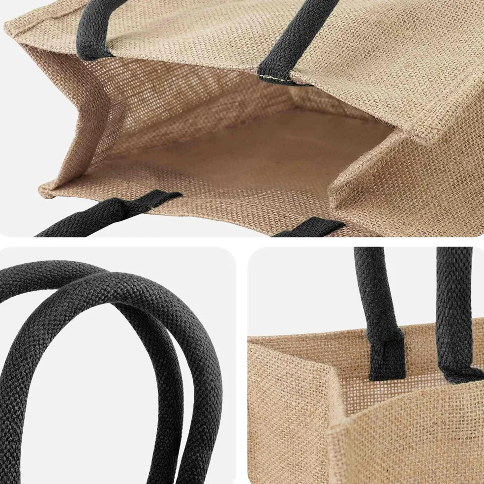 vidaXL Jute handtassen 5 Naturel en Zwart 26 x 22 x 14 cm