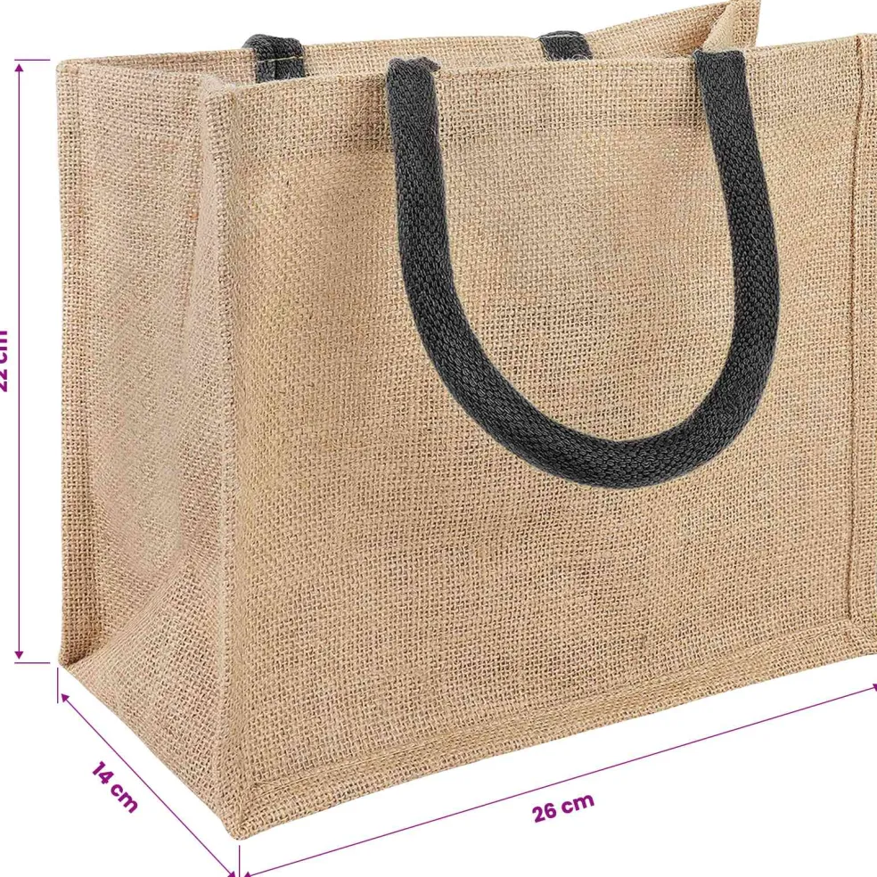 vidaXL Jute handtassen 5 Naturel en Zwart 26 x 22 x 14 cm