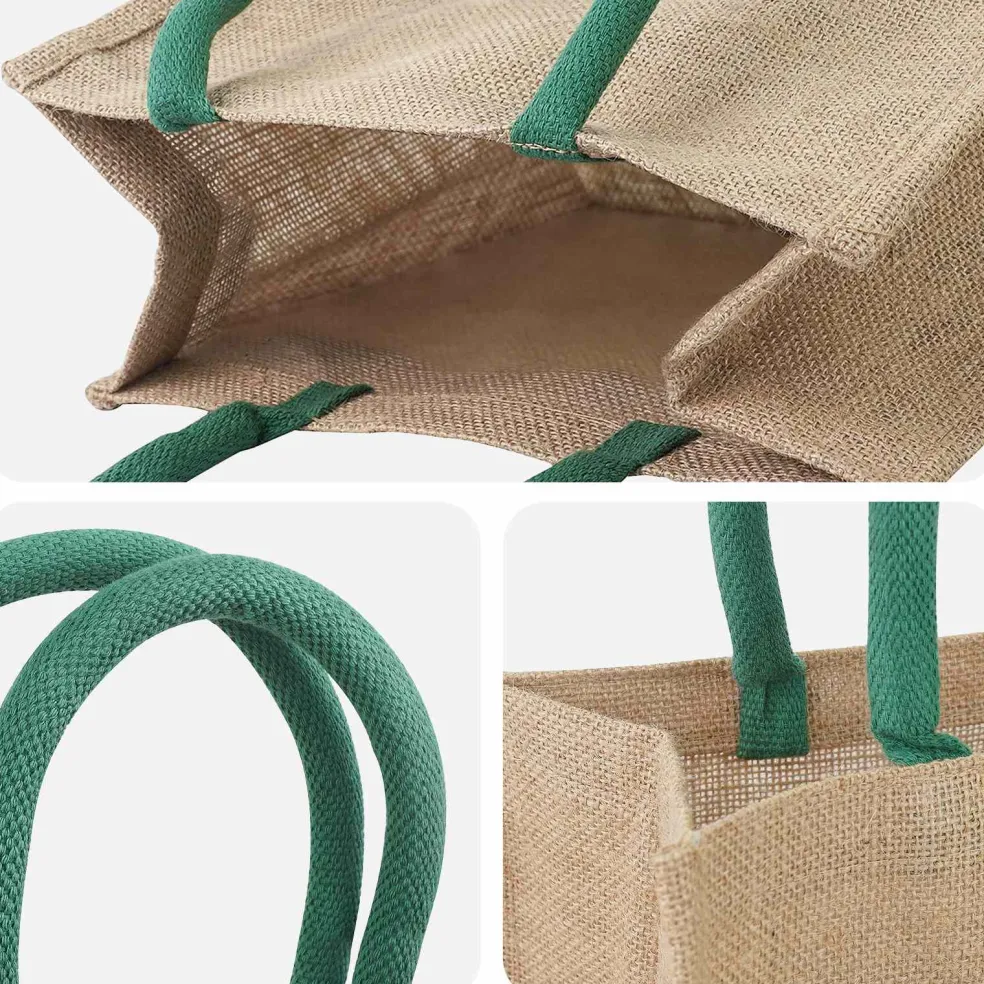 vidaXL Jute handtassen 5 Natuurlijk en Groen 26 x 22 x 14 cm
