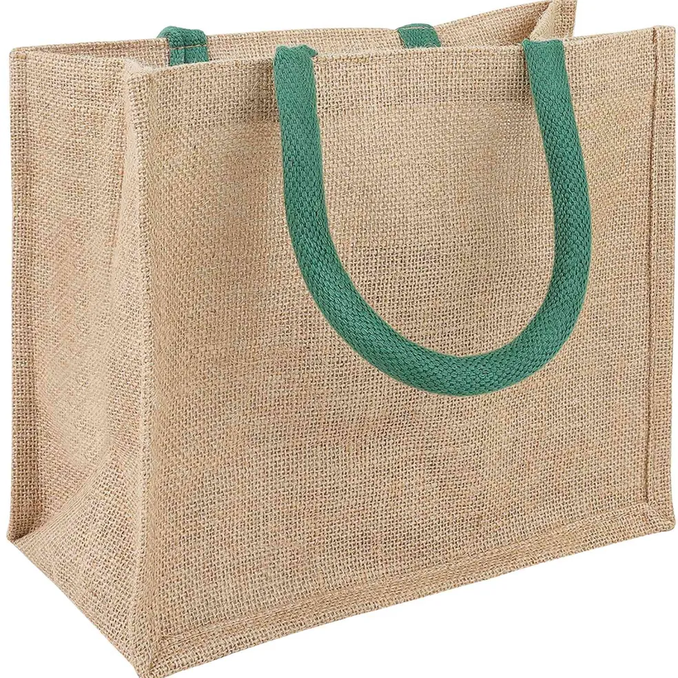 vidaXL Jute handtassen 5 Natuurlijk en Groen 26 x 22 x 14 cm