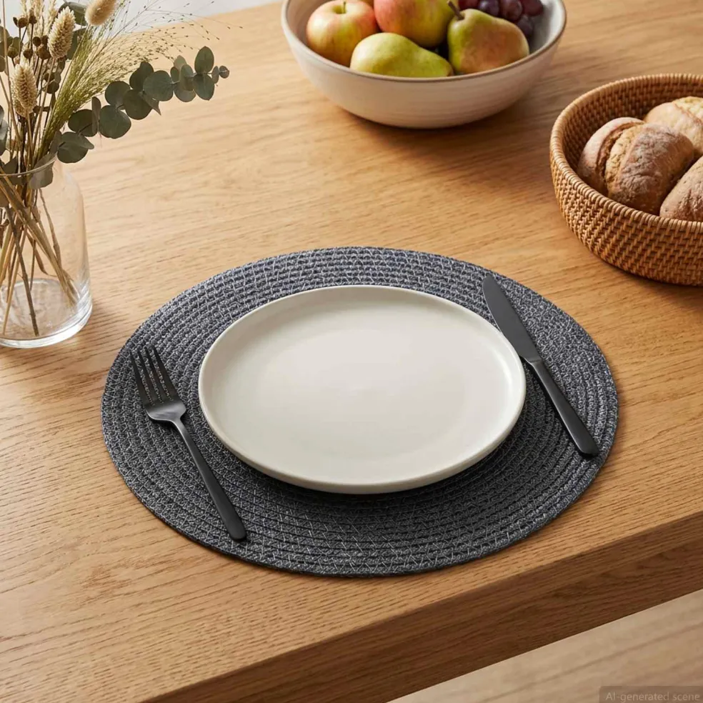 vidaXL Jute placematten 4 st Donkergrijs 100% Tossa Jute