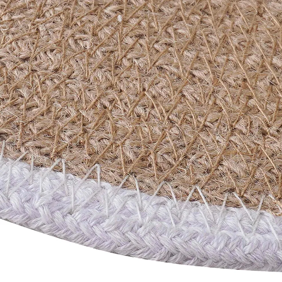 vidaXL Jute placematten 4 st Natuurlijk en Wit 100% Tossa Jute