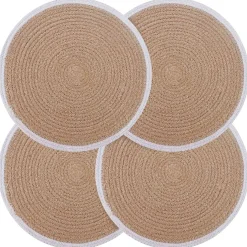 vidaXL Jute placematten 4 st Natuurlijk en Wit 100% Tossa Jute