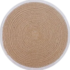 vidaXL Jute placematten 4 st Natuurlijk en Wit 100% Tossa Jute