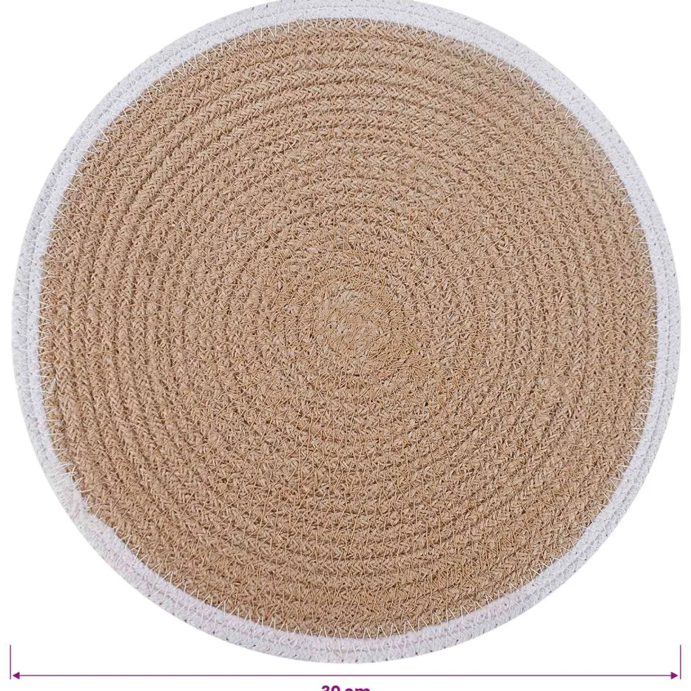 vidaXL Jute placematten 4 st Natuurlijk en Wit 100% Tossa Jute