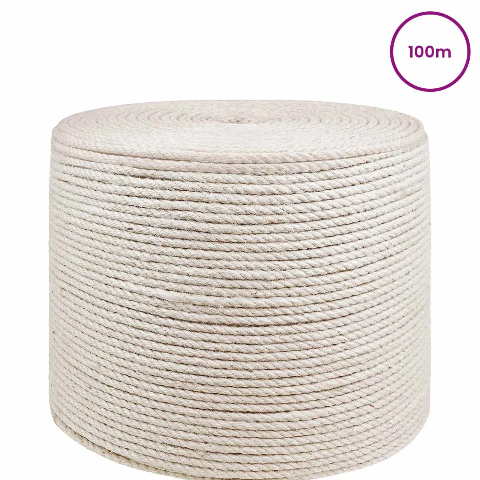 vidaXL Jute Touw 2 st 20 mm 100 m Wit 100% Tossa jute