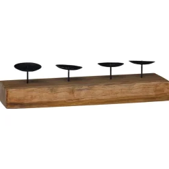 vidaXL Kaarsenhouder Naturel 50 x 15 x 10 cm Massief teakhout