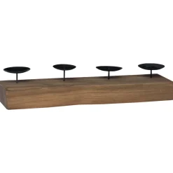 vidaXL Kaarsenhouder Naturel 50 x 15 x 10 cm Massief teakhout