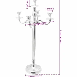 vidaXL Kaarsenhouder Zilver 32 x 32 x 79,5 cm Aluminium