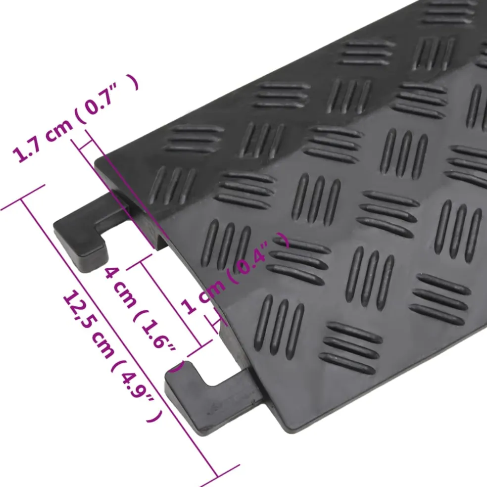 vidaXL Kabelbeschermers drempel 2 st 98,5 cm zwart