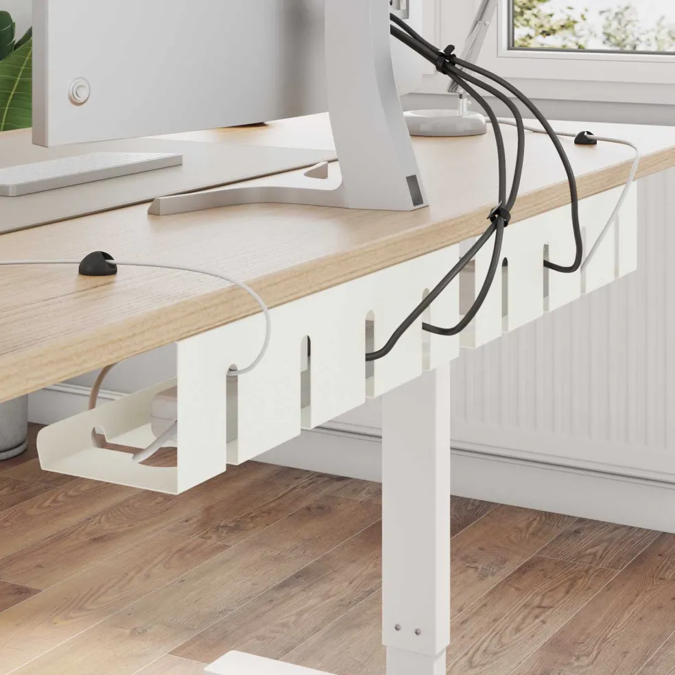 vidaXL Kabelgoot voor onder bureau 2 st Wit 43 x 12 x 10 cm Staal
