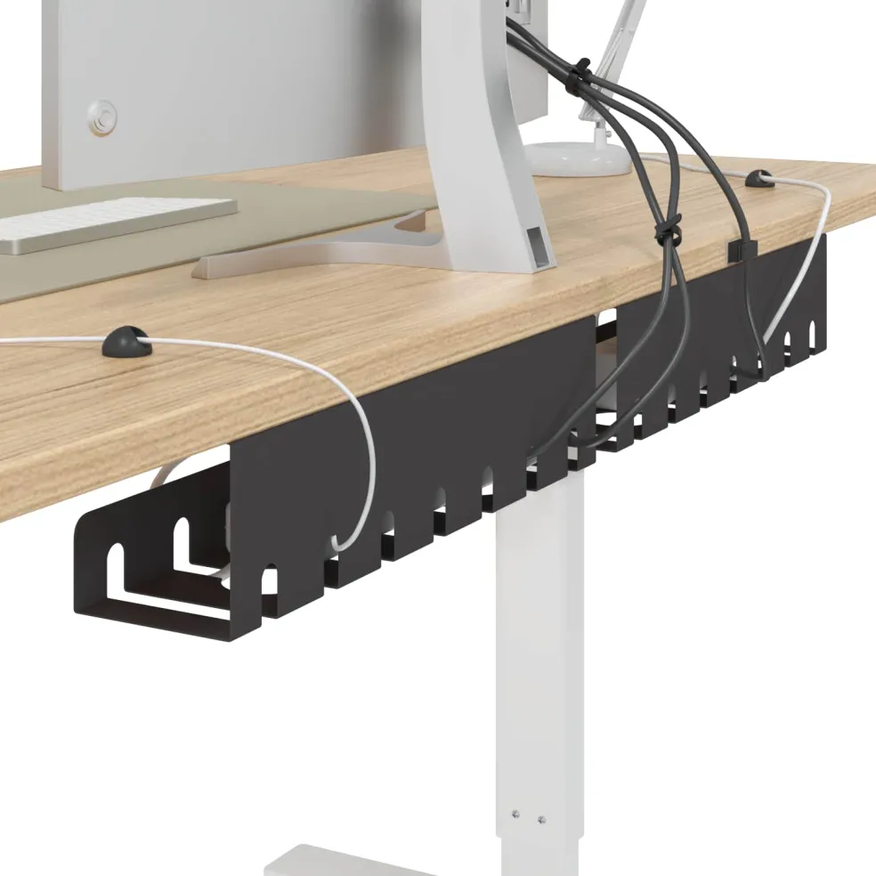 vidaXL Kabelgoot voor onder bureau 2 st Zwart 43 x 10 x 10 cm Staal