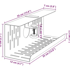 vidaXL Kabelgoot voor onder bureau 2 st Wit 35 x 12 x 13 cm Staal