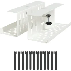 vidaXL Kabelgoot voor onder bureau 2 st Wit 35 x 12 x 13 cm Staal