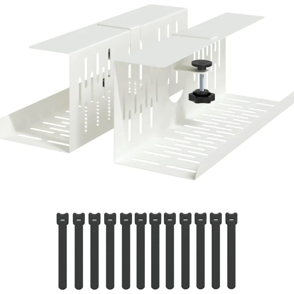 vidaXL Kabelgoot voor onder bureau 2 st Wit 35 x 12 x 13 cm Staal