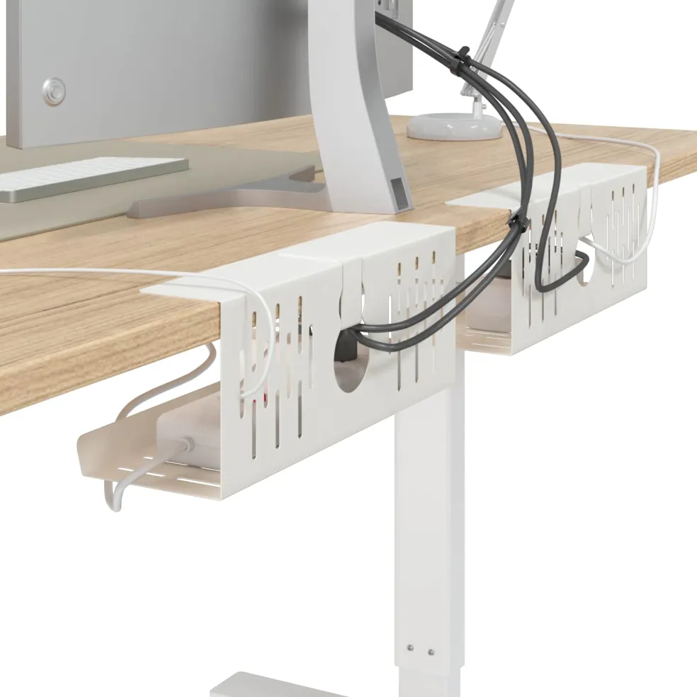 vidaXL Kabelgoot voor onder bureau 2 st Wit 35 x 12 x 13 cm Staal