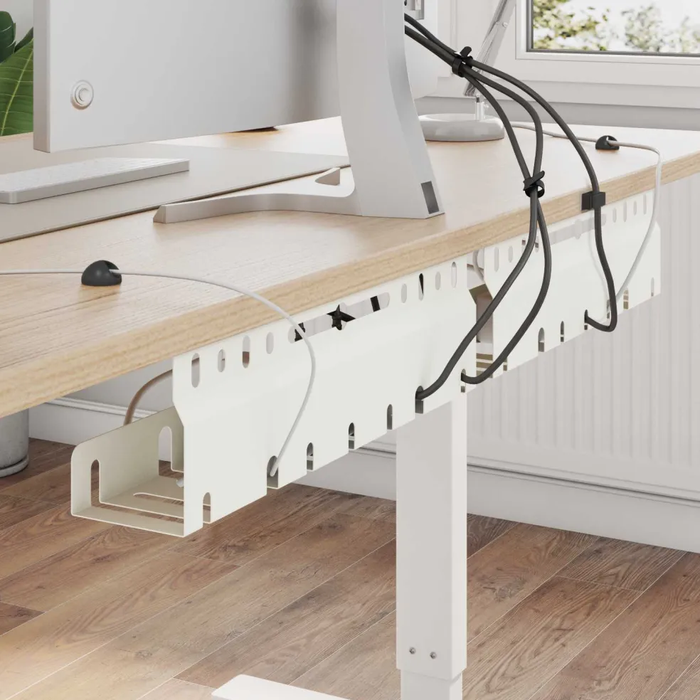 vidaXL Kabelgoot voor onder bureau 2 st Wit 43 x 9 x 11 cm Staal