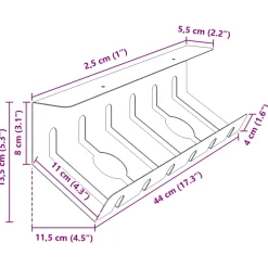 vidaXL Kabelgoot voor onder bureau 2 st Wit 44 x 11,5 x 13,5 cm Staal
