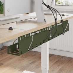 vidaXL Kabelgoot voor onder bureau 2 st Olijfgroen 43 x 9 x 11 cm