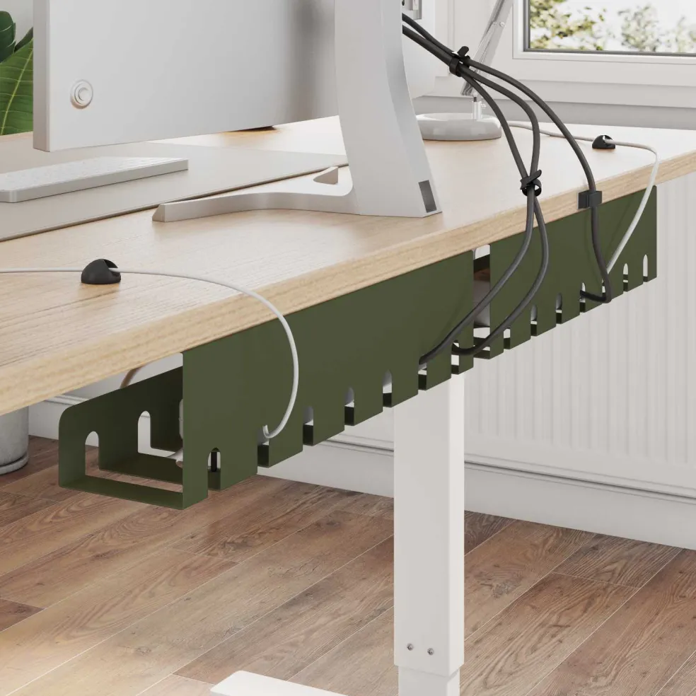 vidaXL Kabelgoot voor onder bureau 2 st Olijfgroen 43 x 10 x 10 cm