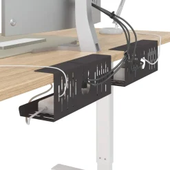 vidaXL Kabelgoot voor onder bureau 2 st Zwart 35 x 12 x 13 cm Staal