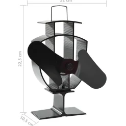 vidaXL Kachelventilator met 2 vinnen zwart