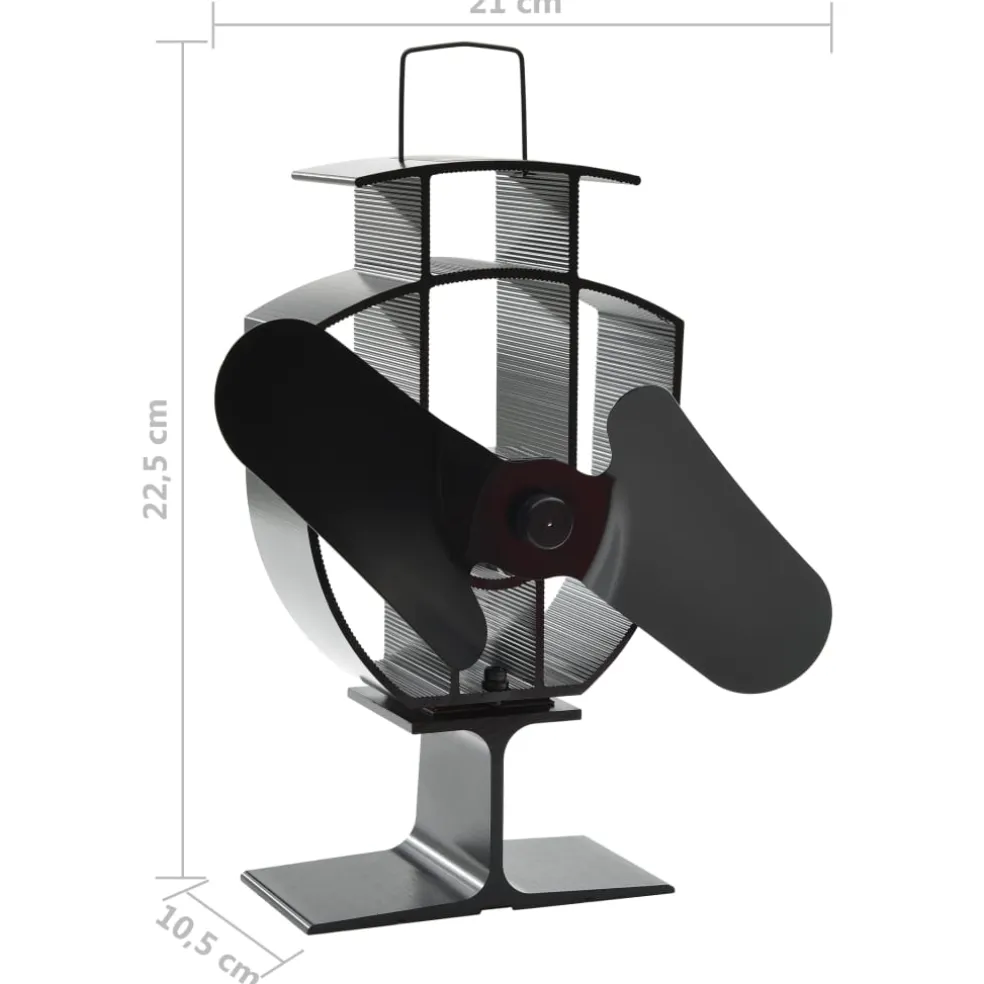 vidaXL Kachelventilator met 2 vinnen zwart