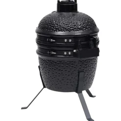 vidaXL Kamado barbecue 2-in-1 56 cm keramiek zwart