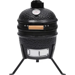 vidaXL Kamado barbecue 2-in-1 56 cm keramiek zwart
