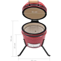 vidaXL Kamado barbecue 2-in-1 56 cm keramiek rood