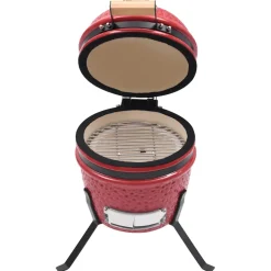 vidaXL Kamado barbecue 2-in-1 56 cm keramiek rood