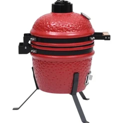 vidaXL Kamado barbecue 2-in-1 56 cm keramiek rood